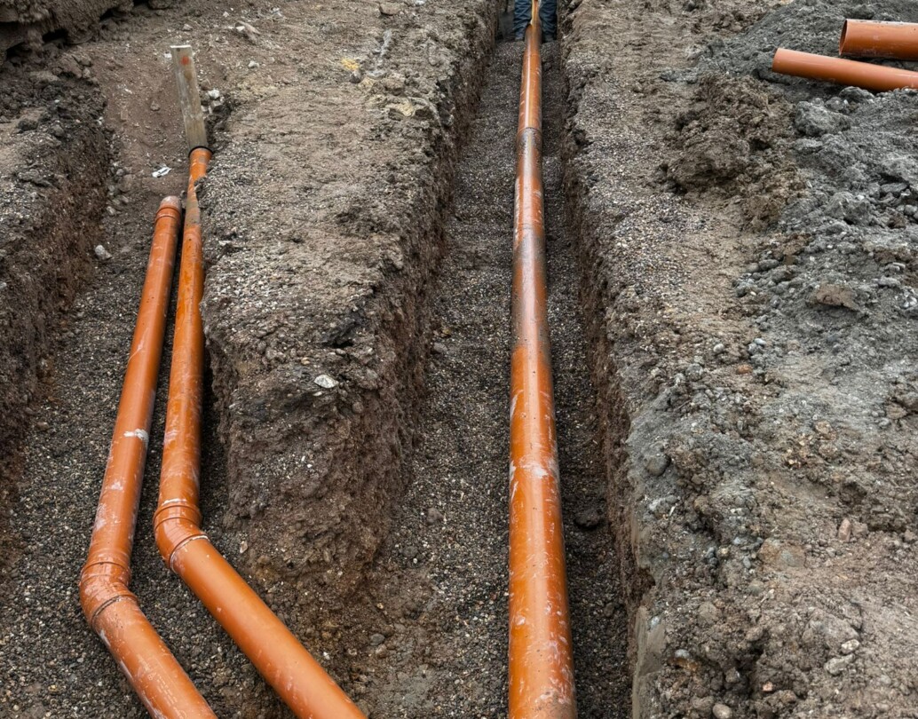 Subsurface drainage laying, pipe installation, and utility servicing by CCS Contractors Ltd.